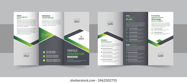 Corporate construction and home renovation trifold brochure design, Professional trifold brochure template. Business proposal, home renovation trifold brochure design or real estate brochure