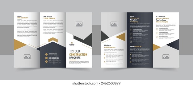 Corporate construction and home renovation trifold brochure design, Professional trifold brochure design. Construction Farm Marketing Brochure