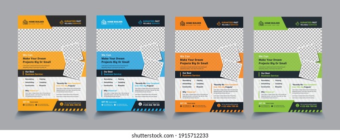 Corporate construction tools cover a4 template and flat icons for a report and brochure design, flyer, banner, leaflets decoration for printing and presentation vector illustration,Handyman home repai