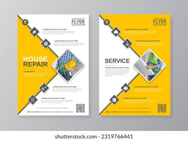 Cover für Corporate-Konstruktions-Tools, Rückseite a4-Vorlage und flache Symbole für einen Bericht und Broschüren-Design, Flyer, Banner, Faltblätter für den Druck und die Präsentation von Vektorgrafik