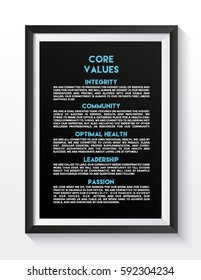 Corporate Core Values Framed Poster