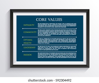 Corporate Core Values Framed Poster