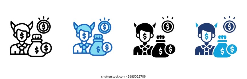 Corporate Corruption icon Multi Style Vector Illustration