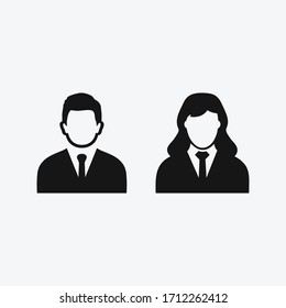 Corporate Couple Icon With Male And Female Businessman Sign. Editable Vector EPS Symbol Illustration.