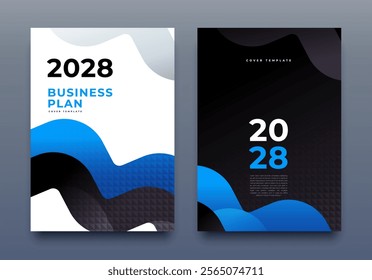 Corporate Cover Design A4 Template. Business Template, Brochure, Annual Report, Magazine, Poster, Presentation, Portfolio, Flyer, Proposal, Banner, Website, Vector Illustration, Blue and Black.