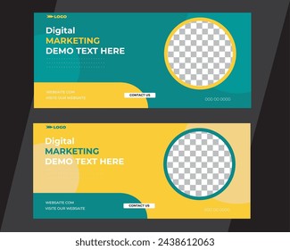 Corporate Cover Design Vorlage mit 2 Set, Modern und Social Media Cover Design gelb , Cover Banner Vorlage.