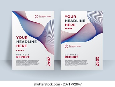 Corporate cover design template with wave element on white background. Vector illustration for banner, poster, flier, annual report, cover and much more