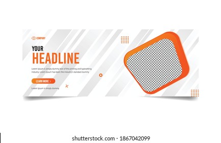 Corporate cover for social media ad,  cover template banner with white abstract background
