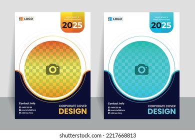 Corporate Cover Template Design, Brochure, Annual Report, Booklet, and Flyer with different color sets.