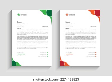 
corporate, creative abstract  letterhead design template for Business, Letterhead template with various color, simple in flat style design. 
