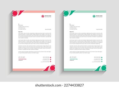 
corporate, creative abstract  letterhead design template for Business, Letterhead template with various color, simple in flat style design. 