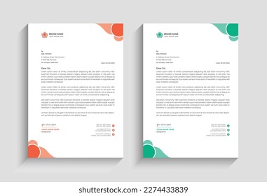 
corporate, creative abstract  letterhead design template for Business, Letterhead template with various color, simple in flat style design. 