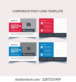 Corporate Creative Business Post Card Or Eddm Card Red Or Blue Design Template