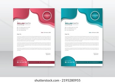 Corporate Creative und saubere Briefkopfdesign-Vorlage, Farbvielfalt-Bundle, minimalistischer Stil, A4-Flyer-Layout, weißer Hintergrund