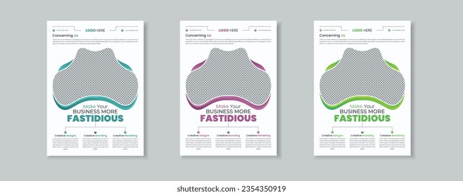 Corporate creative colorful 3 business flyer template design set, abstract business flyer, vector template design, creative design for business
