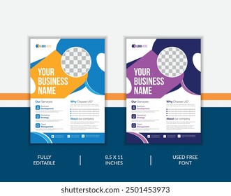 Corporate creative colorful business flyer template design with abstract business flyer, vector template design, or business poster template design.