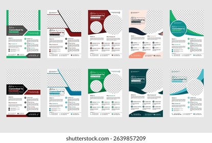 Corporate creative colorful business flyer template design set. All main elements are easily editable and customizable.
