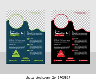 Corporate creative colorful business flyer template design set. All main elements are easily editable and customizable.