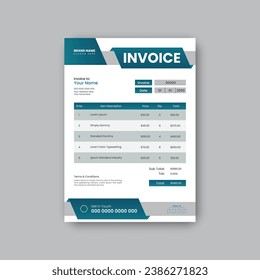 Corporate creative geometric shape invoice design.