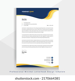 Designvorlage für kreative Briefköpfe, Design für sauberes Gelb und Blau, vollständig editierbar, professionelles Letterhead-Design