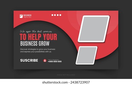 Corporate creative live streaming video thumbnail for digital marketing agency, premium, editable, online, business thumbnail video cover photo social media post design with red and black color shape