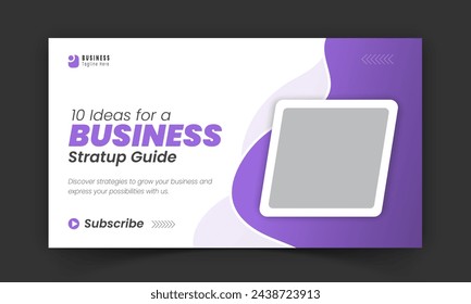 Corporate creative live streaming video thumbnail for digital marketing agency, premium, editable, online, business thumbnail video cover photo social media post design with purple color shape