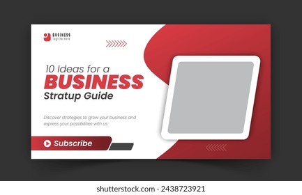 Corporate creative live streaming video thumbnail for digital marketing agency, premium, editable, online, business thumbnail video cover photo social media post design with red color shape