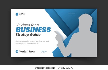 Corporate creative live streaming video thumbnail for digital marketing agency, premium, editable, online, business thumbnail video cover photo social media post design with blue color shape