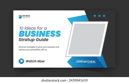 Corporate Creative Live Streaming Video Thumbnail für digitale Marketing-Agentur, Premium, editierbar, online, Business Thumbnail Video Cover Foto Social Media Post Design mit blauer Farbe Form