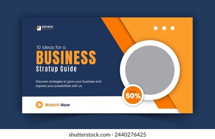 Corporate Creative Live Streaming Video Thumbnail für digitale Marketing-Agentur, Premium, Online, Business Thumbnail Video Cover Foto Social Media Post Design mit orange und blau Farbe Formen