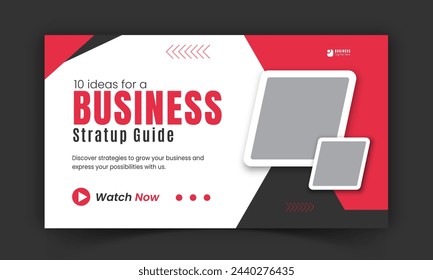 Corporate creative live streaming video thumbnail for digital marketing agency, premium, editable, online, business thumbnail video cover photo social media post design with red and black color shapes