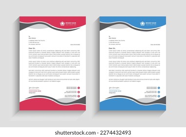 Corporate, kreative moderne abstrakte, elegante Briefkopf-Design-Vorlage für Business, Letterhead Vorlage mit blau, gelb, grün, rosa Farbe, Letterhead Vorlage in flachem Stil. 