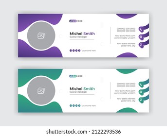 Corporate Creative Modern und Professional E-Mail Signature mit einem Autor Foto Ort. Ihr Unternehmen oder Ihr Unternehmen mit zwei farbigen Vektorgrafik-Vorlagen 