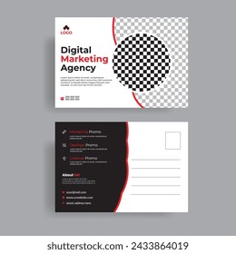 Plantilla de postal roja corporativa y creativa.