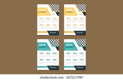 Corporate and Creative Wall Calendar Design 2022. vector illustration..eps