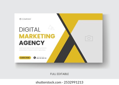 Design de capa de mídia social e miniatura do YouTube, streaming de vídeo ao vivo da agência de marketing digital para promoção empresarial