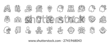 Corporate Culture Icon set Collection in Line Style. corporate, culture, identity, event, values, mission, vision