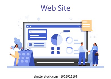 Corporate culture online service or platform. Corporate relations. Business ethics. Corporate regulations compliance. Website. Isolated flat vector illustration