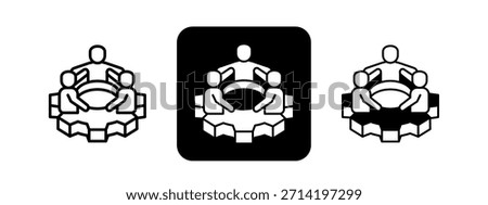 Corporate Culture Solid color and black line drawing vector illustration set