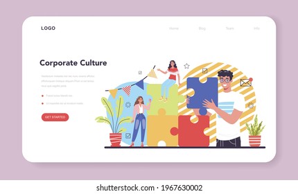 Corporate Culture Web Banner oder Landing Page. Unternehmensbeziehungen.