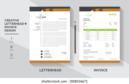 corporate custom stationery design template, letterhead, invoice