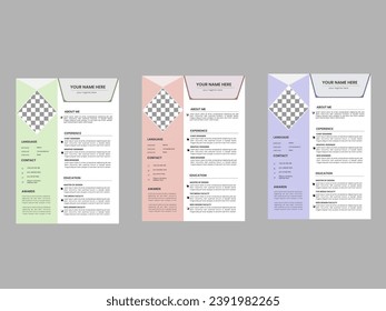 Corporate cv or resume design, vector business template.