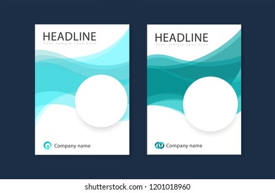 Corporate cyan flyer or cover design template. Vector illustration.