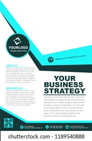 Corporate cyan flyer design. Vector illustration.