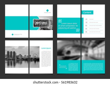 Corporate Design Annual Report Or Catalog, Magazine, Flyer, Booklet, Brochure. Set Include Cover Design Template And Inner Page Layout  Size A4 Vector EPS-10 And Sample Image With Gradient Mesh.