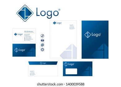 Corporate Design (CD) SET with Logo Business Card Evenlope Letter - Vector Illustration