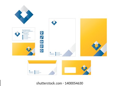 Corporate Design (CD) SET with Logo Business Card Evenlope Letter - Vector Illustration