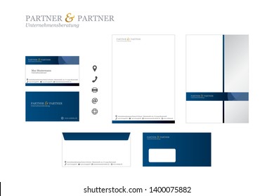 Corporate Design (CD) SET with Logo Business Card Evenlope Letter - Vector Illustration