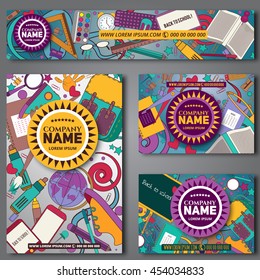 
Corporate design. Company name,  background with school stationery icons. Vector advertising banner template. sales, advertising, promotions. for design