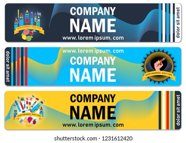 corporate design, Set  templates vector  . Cartoon hand and e-cigarette. advertising and sales. Poster or packaging 